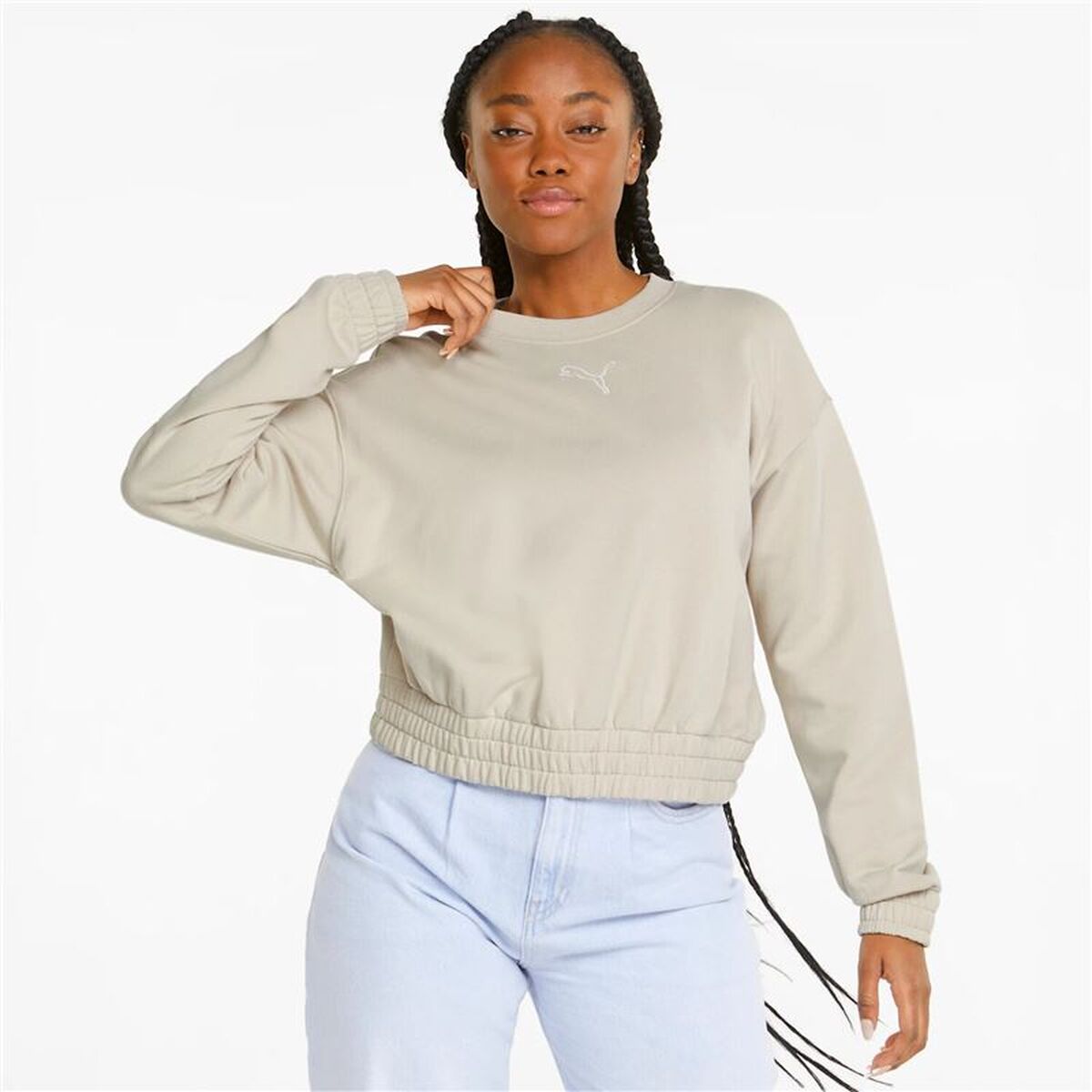 Women’s Sweatshirt without Hood Puma HER Crew W Beige