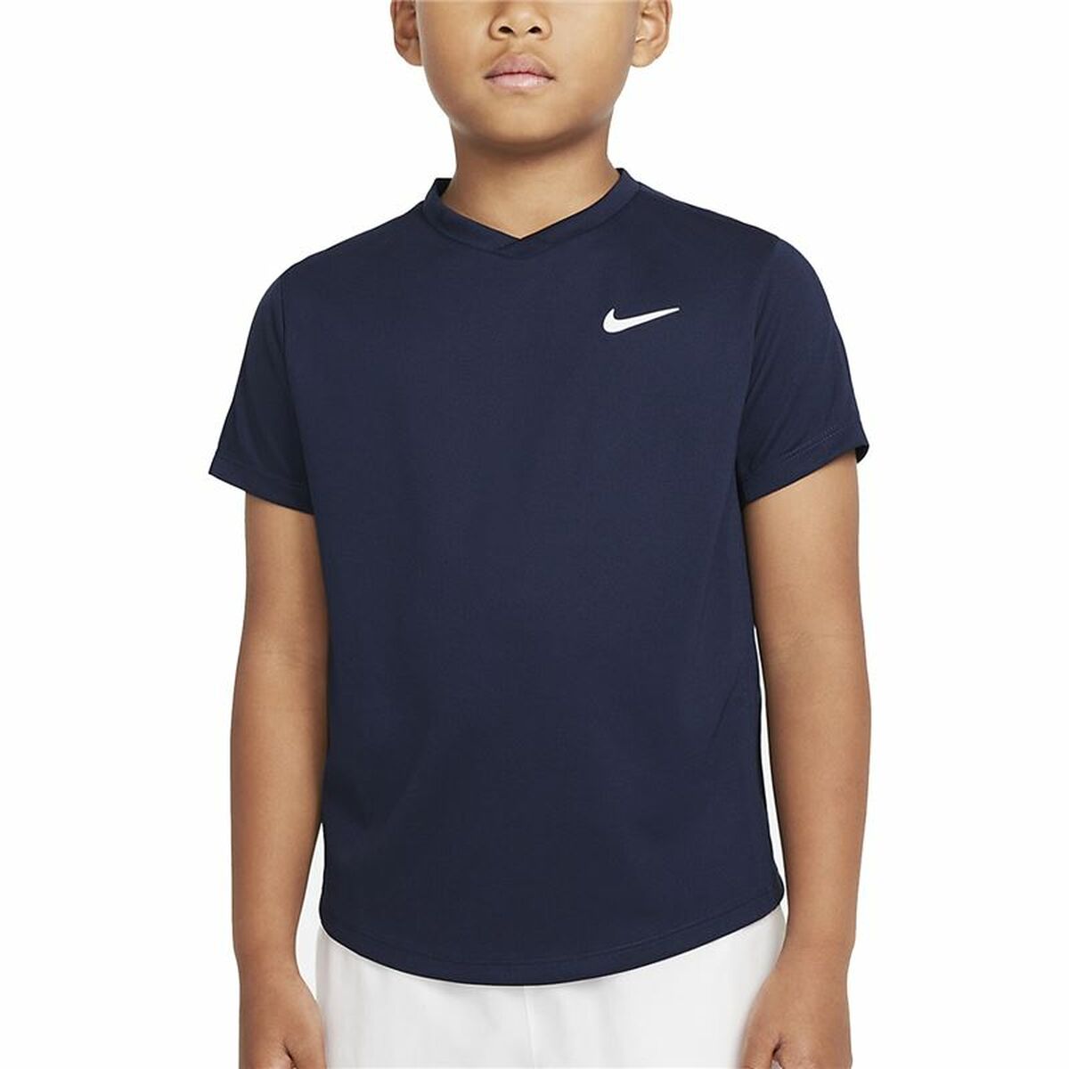 Child's Short Sleeve T-Shirt Nike Court Dri-FIT Victory Navy Blue 8-10 Years