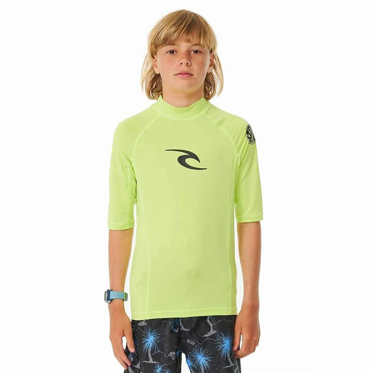 Child's Short Sleeve T-Shirt Rip Curl Wave Upf Lime green 14 Years