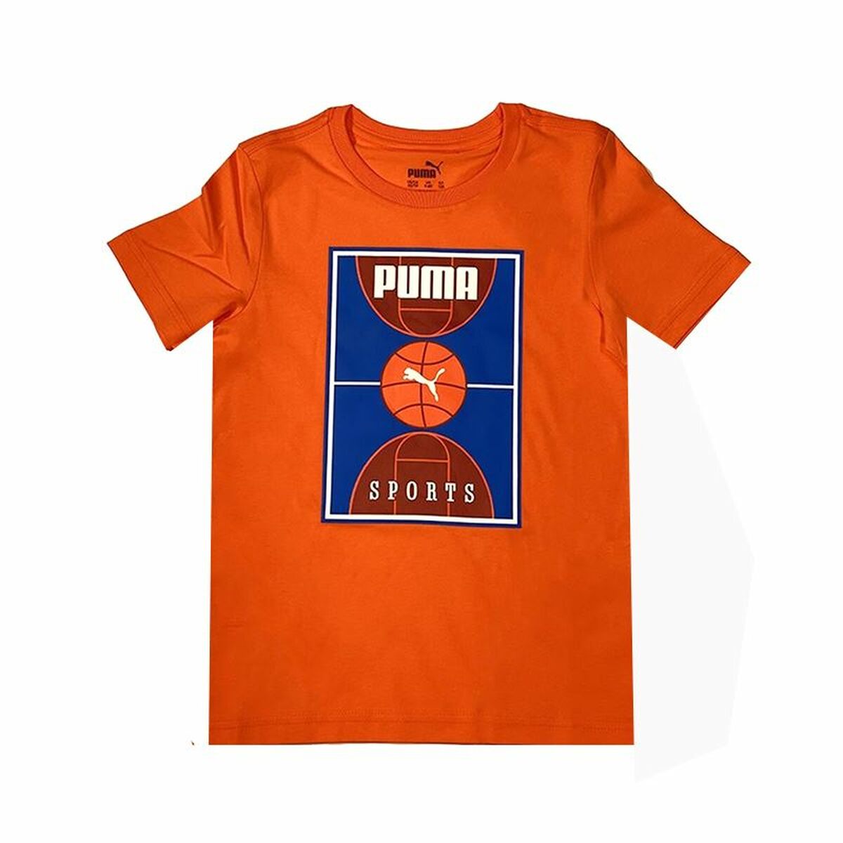 Child's Short Sleeve T-Shirt Puma Bppo Basket Blank Ba Orange 9-10 Years